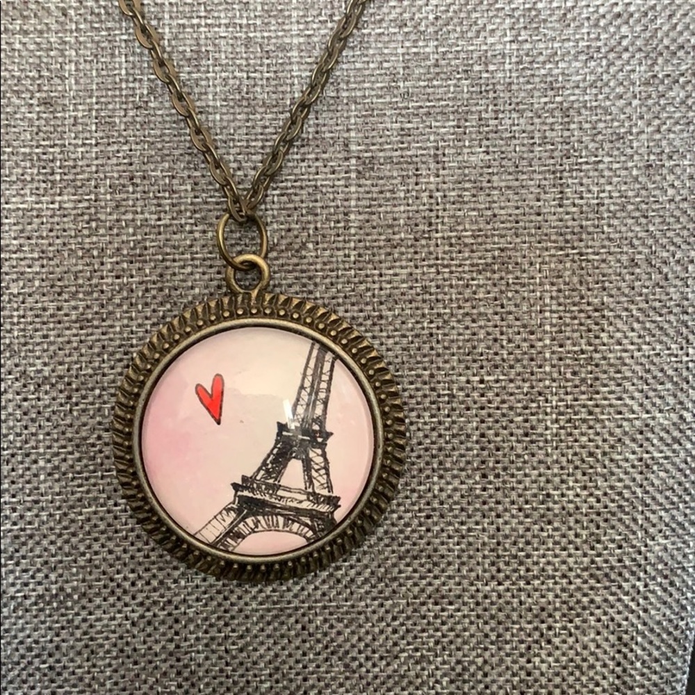 Vintage Inspired Paris Glass Pendant Necklace